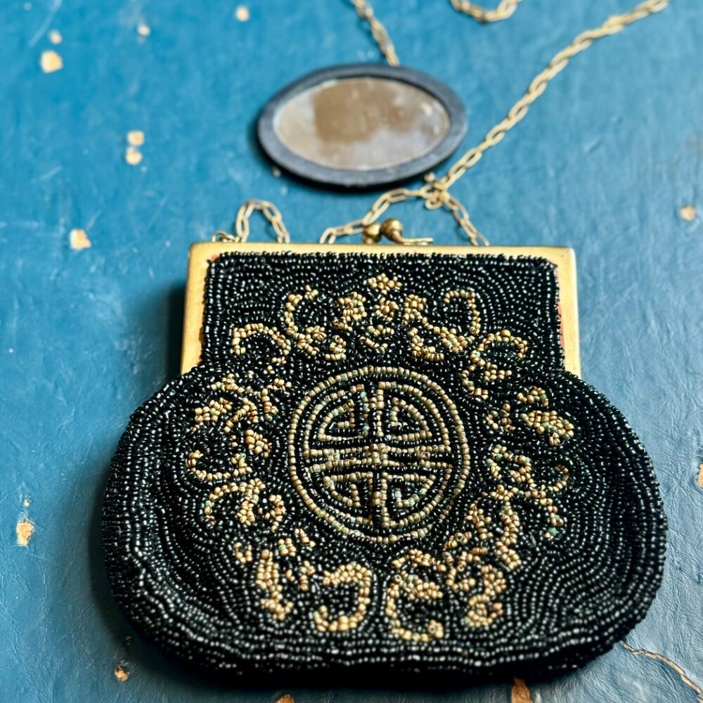 Vintage small beaded wallet coin purse roaring 20s style - Picture 5 of 12